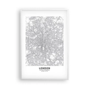 Affiche dans un cadre blanc - Poster - Carte du labyrinthe londonien - 61x91 cm