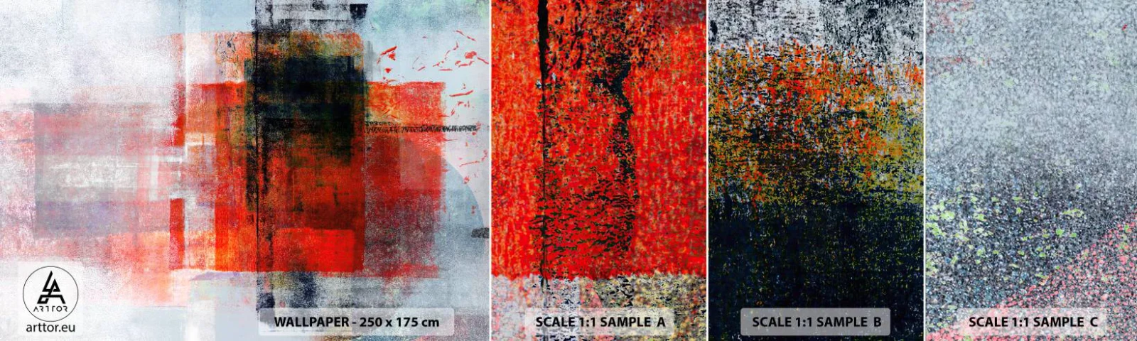 Échantillon de Papier Peint Autocollant Deluxe Sticker - Composition embrasée - Morceau, Abstraction, Industriel - 100x30 cm