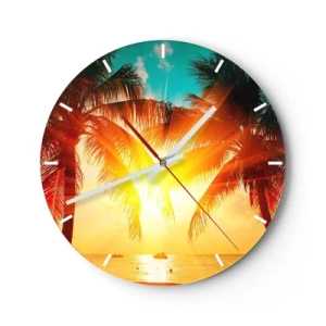 Horloge murale - Pendule murale - Couple exotique - 40x40 cm
