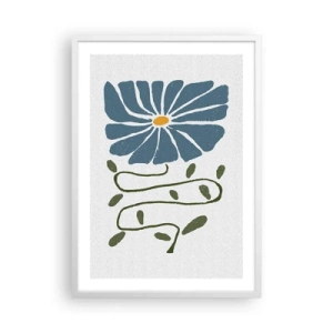 Affiche dans un cadre blanc - Poster - Une branche à une fleur - 50x70 cm