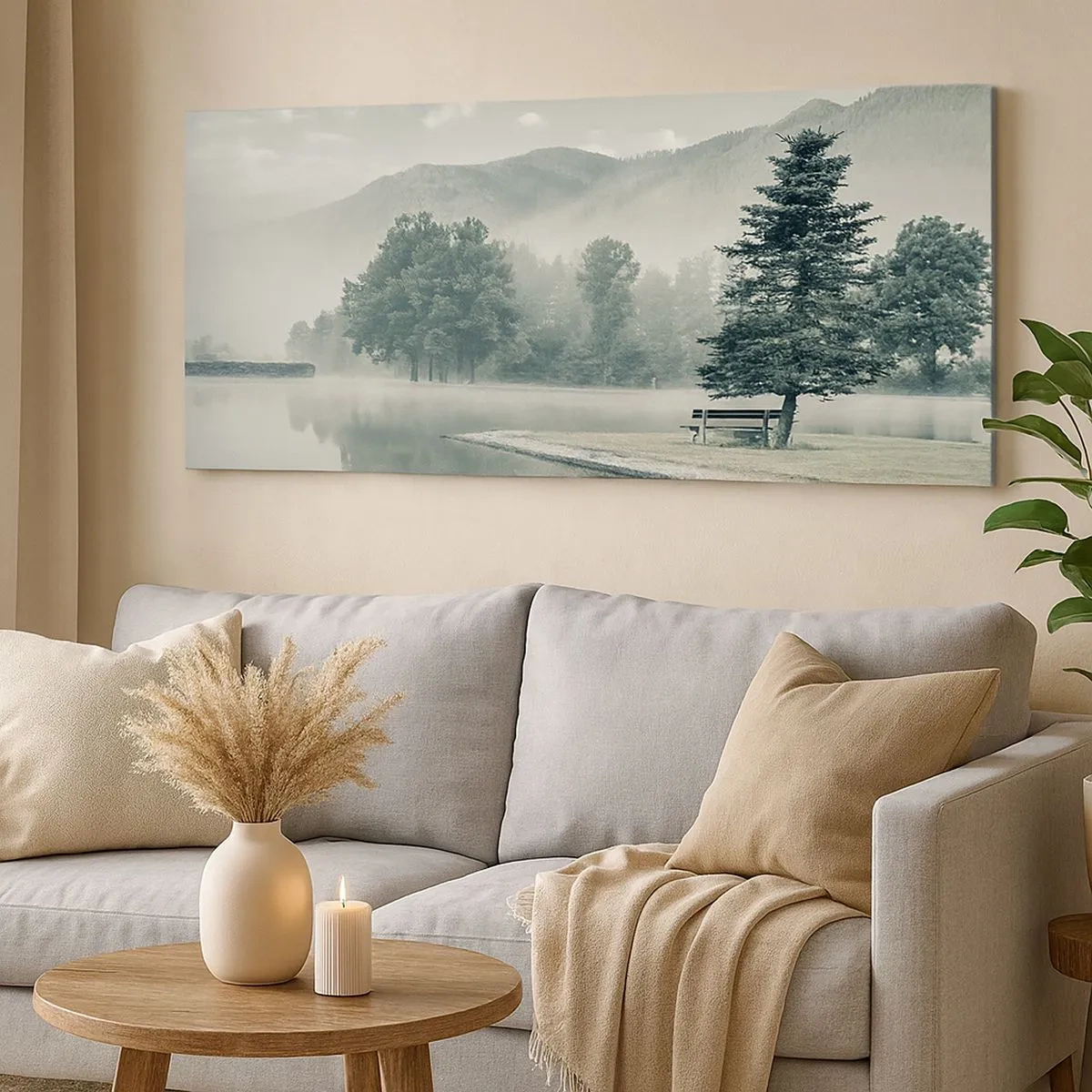 Impression sur toile - Image sur toile - Le lac dort encore - 100x40 cm