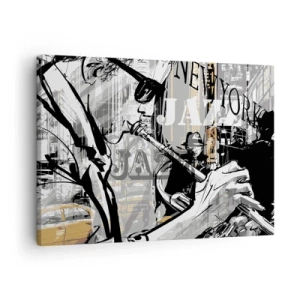 Impression sur toile - Image sur toile - Scène jazz new-yorkaise - 70x50cm - Au rythme de New York - Décoration murale moderne pour le salon et la chambre ARTTOR