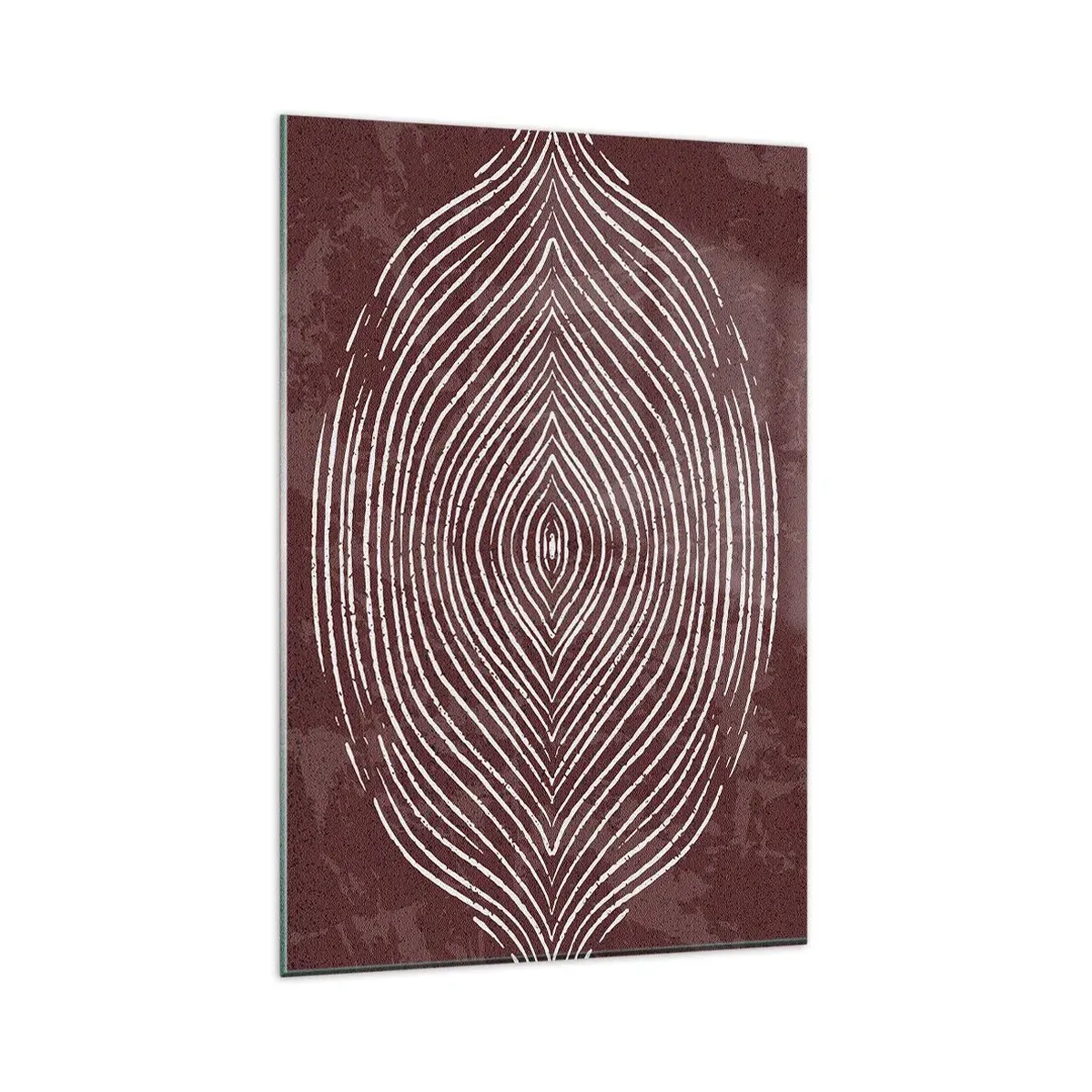 Impression sur verre - Image sur verre - Ondes symétriques en lignes blanches sur fond marron - 80x120cm - L'espace parle - Décoration murale moderne pour le salon et la chambre ARTTOR