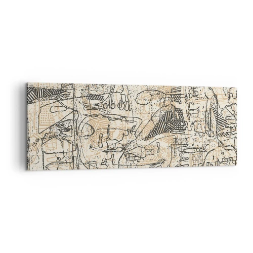 Impression sur toile - Image sur toile - Motifs abstraits et lignes sur fond beige - 140x50cm - Il attend d'être décodé - Décoration murale moderne pour le salon et la chambre ARTTOR
