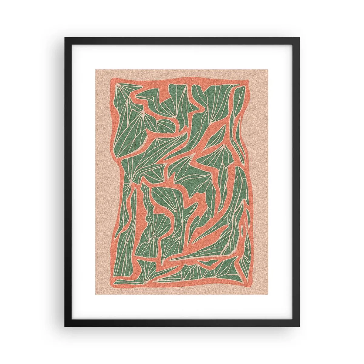 Affiche dans un cadre noir - Poster - La lutte entre le corail et la verdure - 40x50 cm