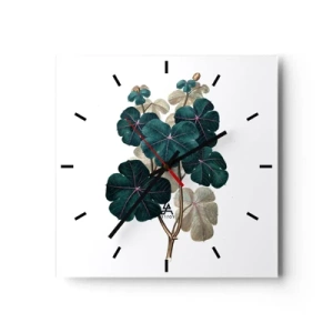 Horloge murale - Pendule murale - Illustration botanique avec des feuilles dans les tons de vert et de beige - 30x30cm - De l'ancien herbier - Décoration murale moderne pour le salon et la chambre ARTTOR