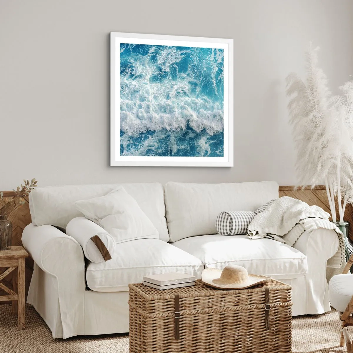 Affiche dans un cadre blanc - Poster - Joyeusement et en sautant - 40x40 cm