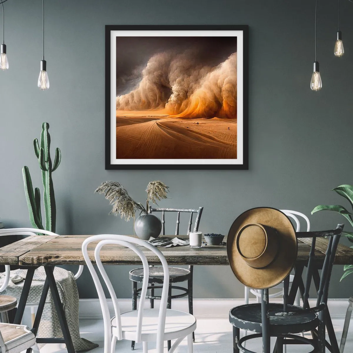 Affiche dans un cadre noir - Poster - La colère du désert - 60x60 cm