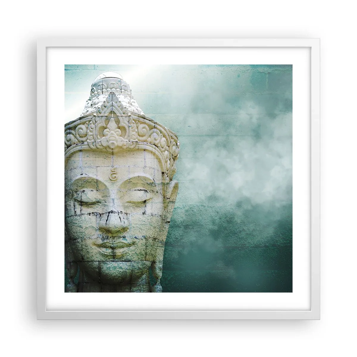 Affiche dans un cadre blanc - Poster - A la recherche de la lumière - 50x50 cm