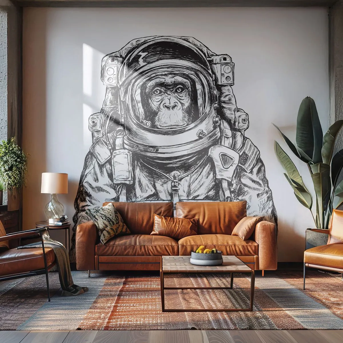 Papier Peint Autocollant Deluxe Sticker - Évolution alternative - Abstraction, Astronaute, Singe - 250x175 cm