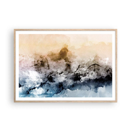 Affiche dans un chêne clair - Poster - Noyé dans un nuage de brouillard - 100x70 cm