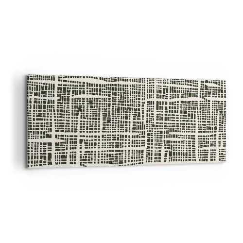 Impression sur toile - Image sur toile - Un motif géométrique ressemblant à une grille sur un fond clair - 120x50cm - Composition tissée - Décoration murale moderne pour le salon et la chambre ARTTOR