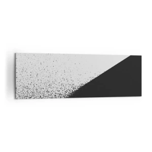 Impression sur toile - Image sur toile - Abstraction minimaliste en noir et blanc avec des points dispersés - 160x50cm - De plus en plus vite, de plus en plus - Décoration murale moderne pour le salon et la chambre ARTTOR