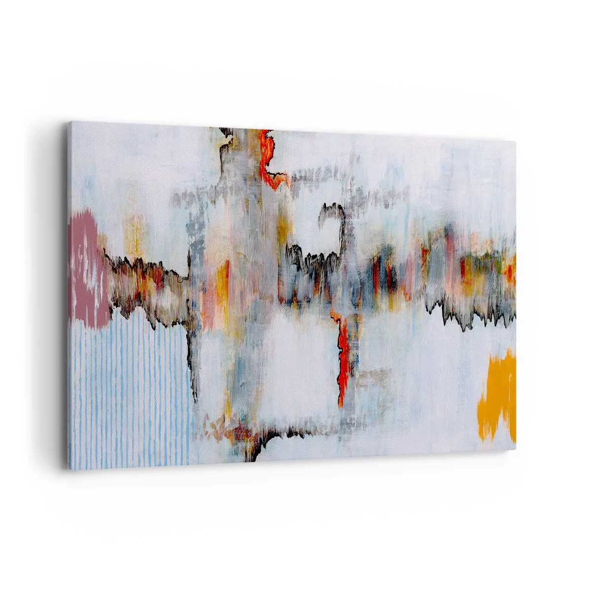 Impression sur toile - Image sur toile - Motif abstrait aux couleurs vives sur fond clair - 120x80cm - Un bâton sur l'eau - Décoration murale moderne pour le salon et la chambre ARTTOR