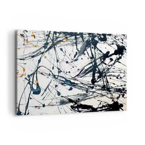 Impression sur toile - Image sur toile - Motif de peinture abstraite avec des lignes et des taches dynamiques - 100x70cm - Ca a du sens ou ça n'en a pas ? - Décoration murale moderne pour le salon et la chambre ARTTOR