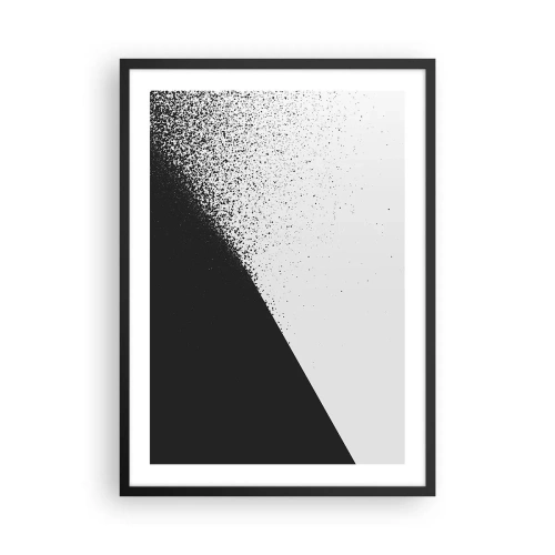 Affiche dans un cadre noir - Poster - Motif abstrait en noir et blanc - 50x70cm - De plus en plus vite, de plus en plus - Décoration murale moderne pour le salon et la chambre ARTTOR