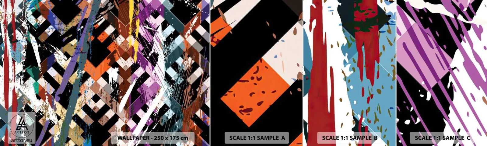 Échantillon De Papier Peint Standard Eco - Se mettre au carré - Abstraction, Morceau, Modèle moderne - 100x30 cm