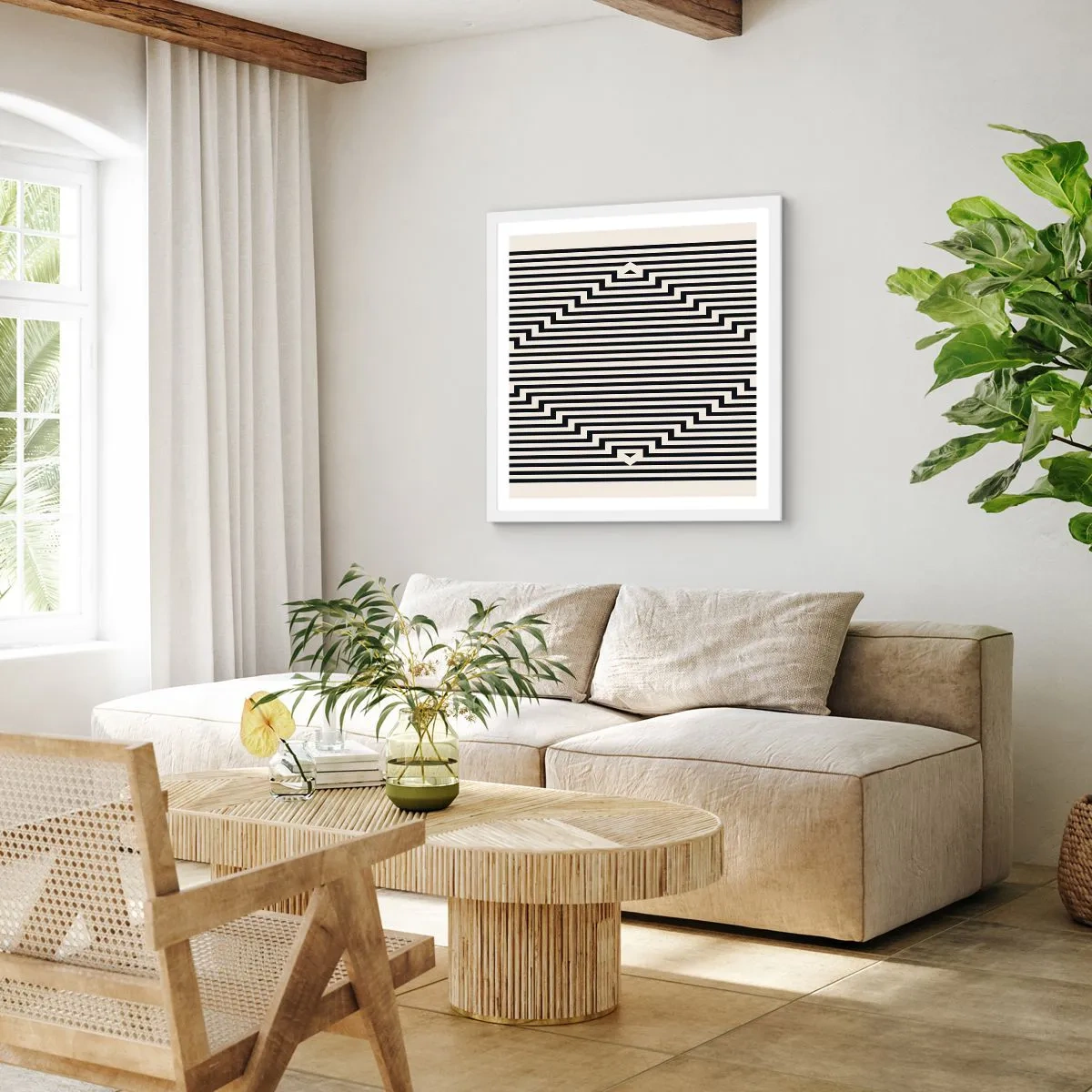 Affiche dans un cadre blanc - Poster - Illusion géométrique - 40x40 cm