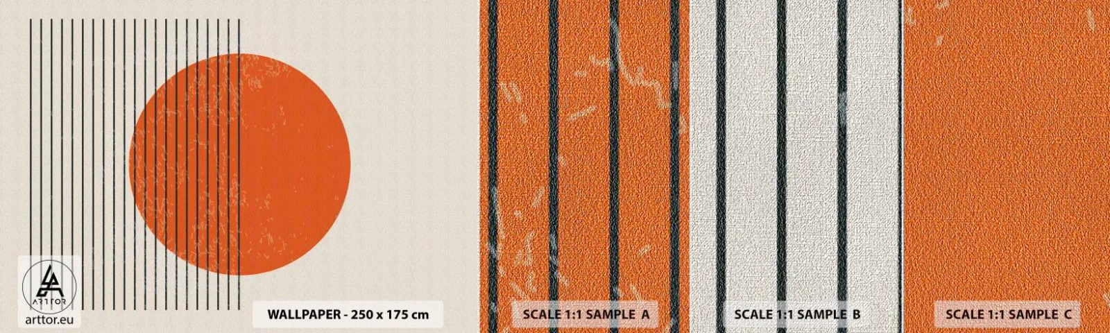Échantillon de Papier Peint Premium Canvas - Toujours le soleil - Soleil, Minimaliste, Lignes - 100x30 cm