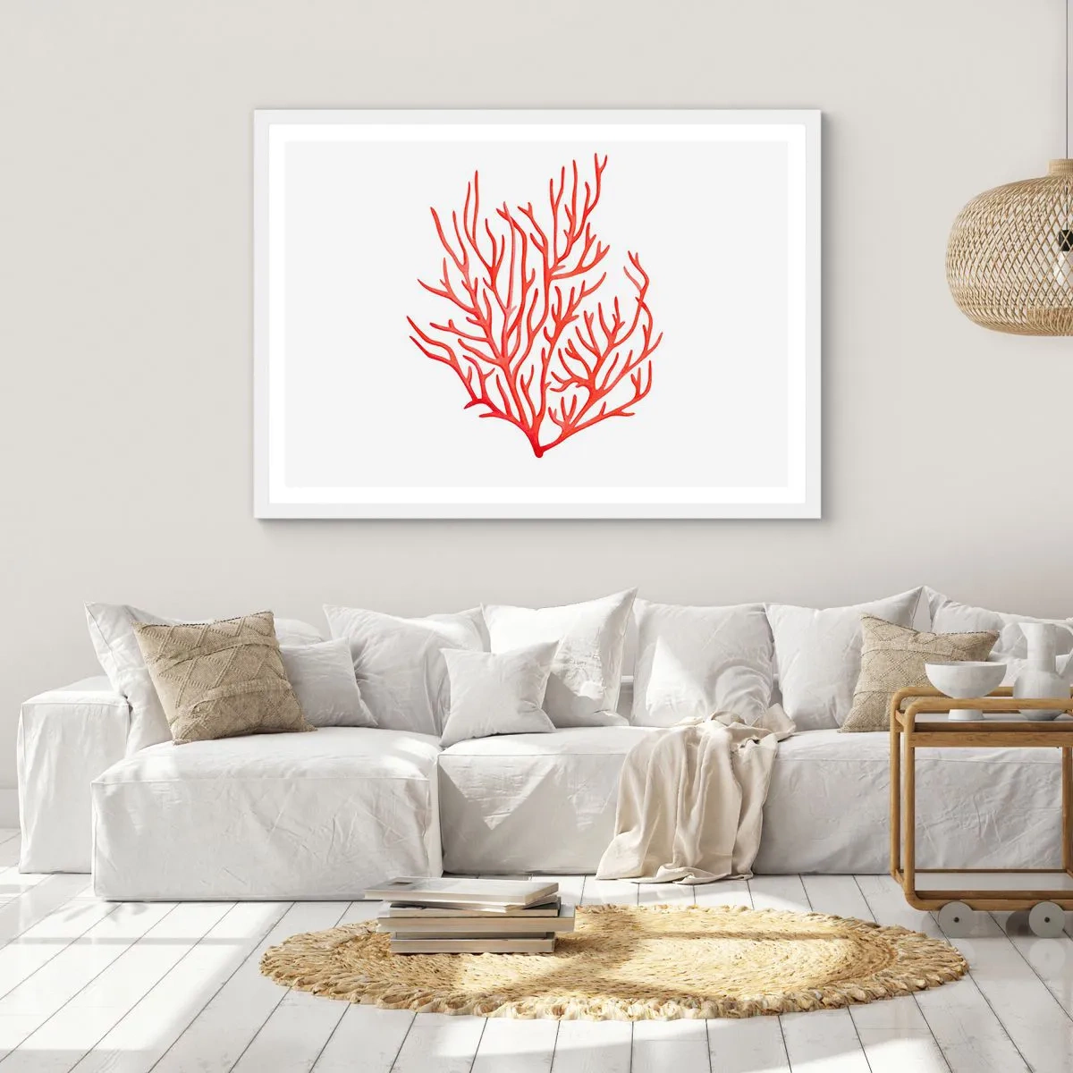 Affiche dans un cadre blanc - Poster - Filigrane de corail - 70x50 cm