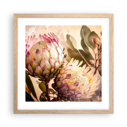 Affiche dans un chêne clair - Poster - Tendrement embrassé - 40x40 cm