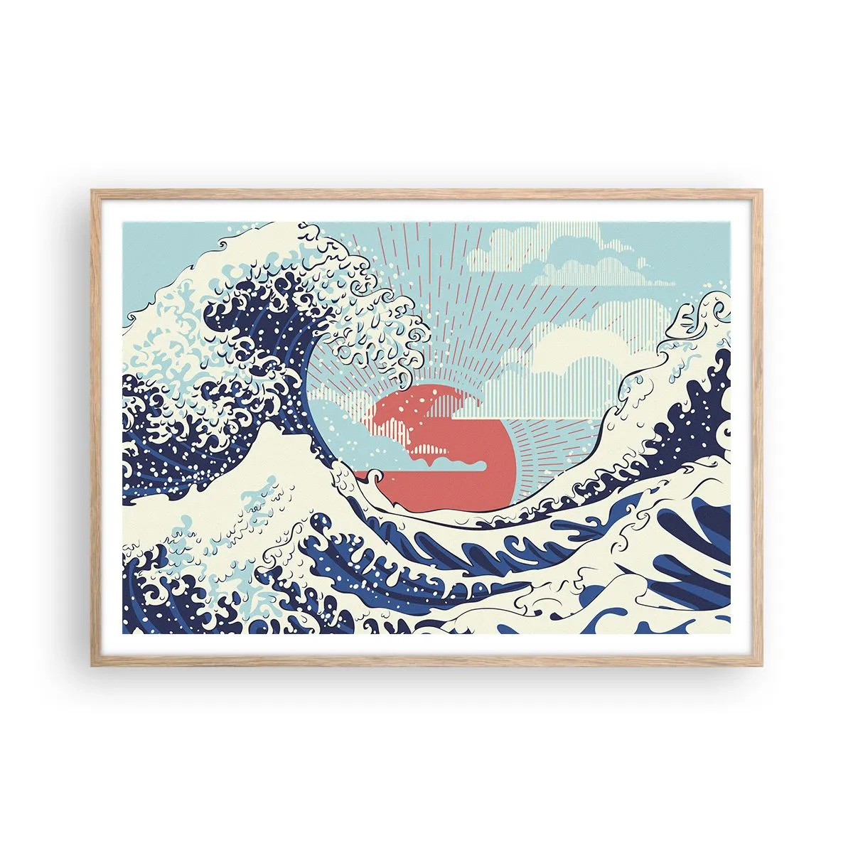 Affiche dans un chêne clair - Poster - D'une inspiration japonnaise - 100x70 cm
