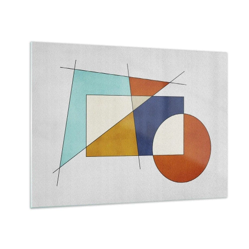 Impression sur verre - Image sur verre - Formes géométriques colorées sur fond clair dans un style moderniste - 70x50cm - Abstraction : plaisir moderniste - Décoration murale moderne pour le salon et la chambre ARTTOR