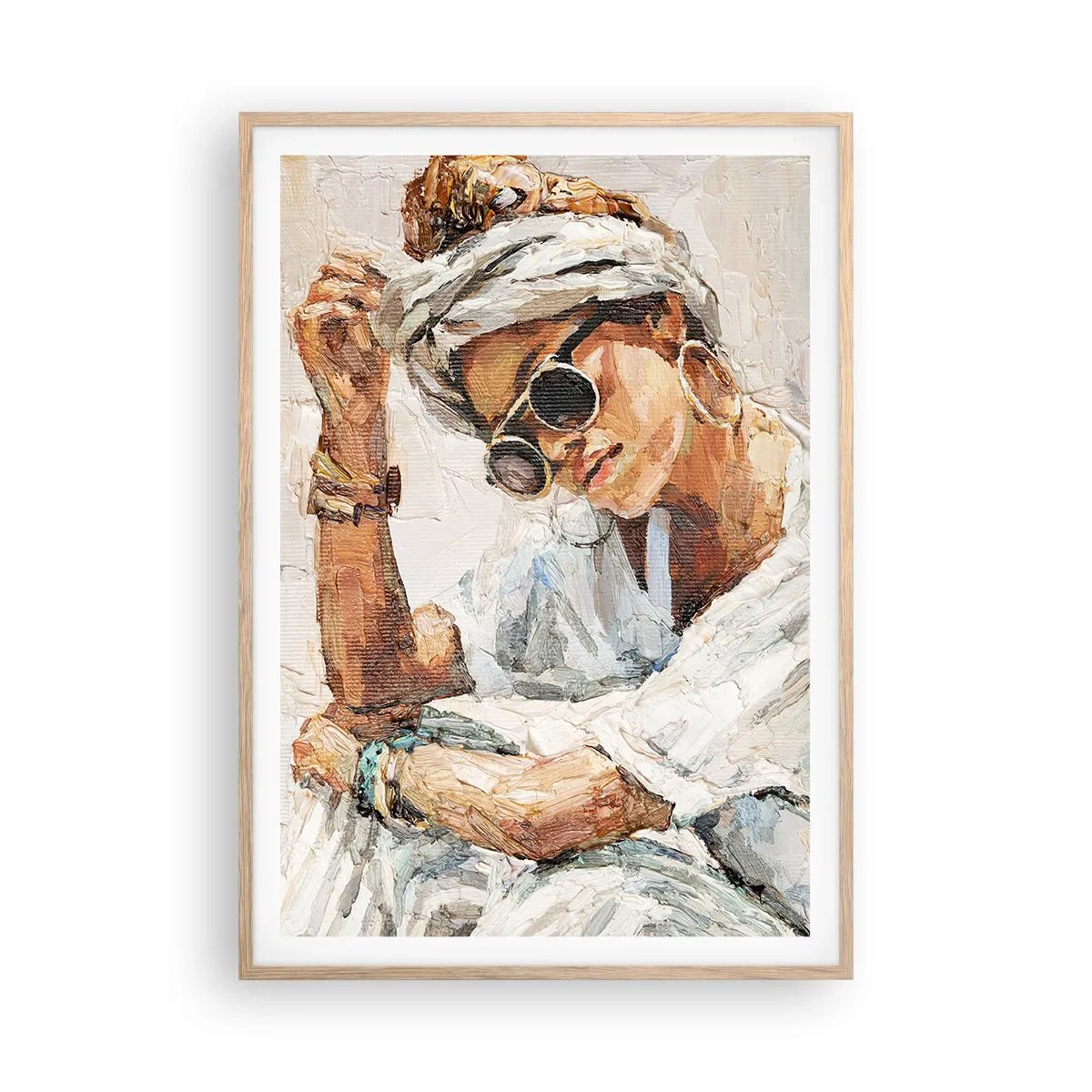 Affiche dans un chêne clair - Poster - Portrait en plein soleil - 70x100 cm