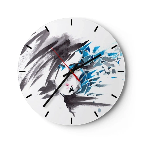 Horloge murale - Pendule murale - Portrait sensuel en gris et bleu - 40x40 cm