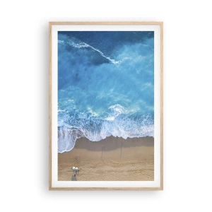 Affiche dans un chêne clair - Poster - La force du bleu - 61x91 cm