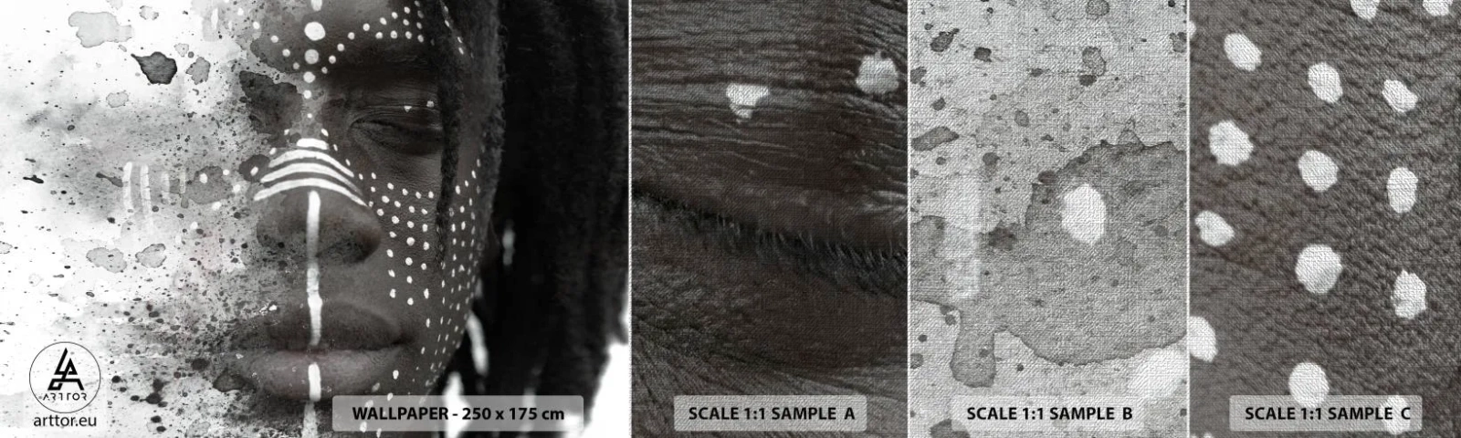 Échantillon de Papier Peint Premium Canvas - Découvrez l'esprit primal - Portrait d'une femme, Femme, Afro-américain - 100x30 cm