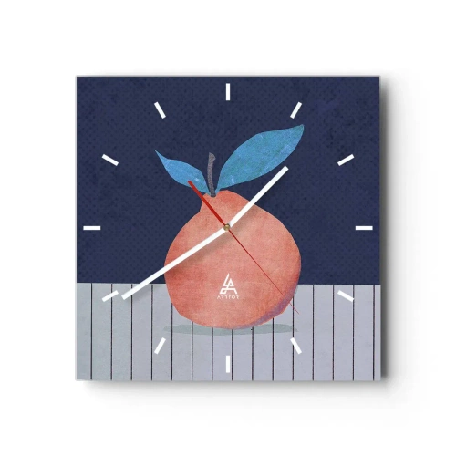 Horloge murale - Pendule murale - Fruit abstrait sur fond de couleurs contrastées et de lignes droites. - 30x30cm - Convexité et plan - Décoration murale moderne pour le salon et la chambre ARTTOR