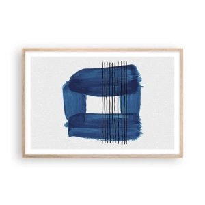 Affiche dans un chêne clair - Poster - Composition noire-bleue - 91x61 cm