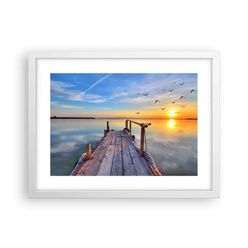 Affiche dans un cadre blanc - Poster - Marcher droit vers le soleil - 40x30 cm