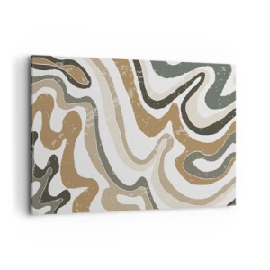 Impression sur toile - Image sur toile - Motifs terreux dans des tons de marron et de vert - 100x70cm - Méandres de couleurs de la terre - Décoration murale moderne pour le salon et la chambre ARTTOR