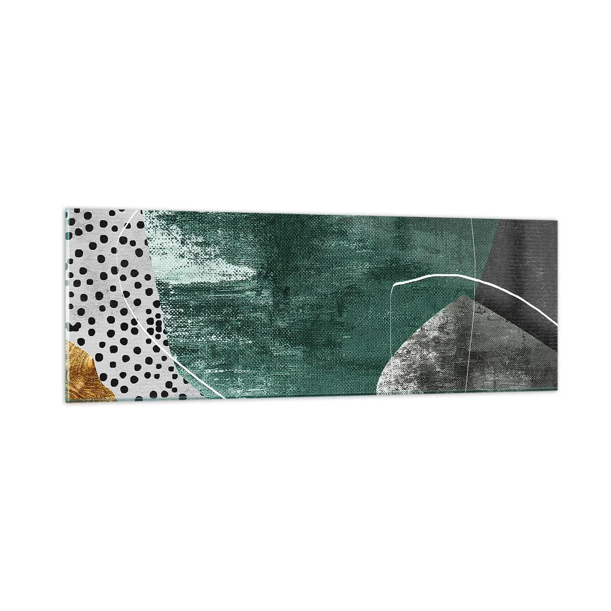 Impression sur verre - Image sur verre - Abstraction colorée avec feuille d'or - 90x30 cm