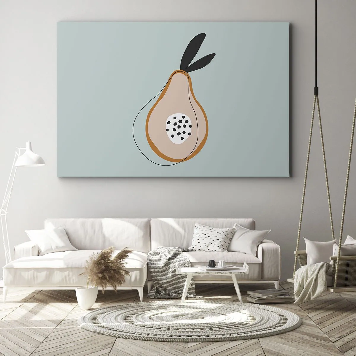 Impression sur toile - Image sur toile - Poire abstraite sur fond clair - 70x50cm - Pénétrer la nature des choses - Décoration murale moderne pour le salon et la chambre ARTTOR