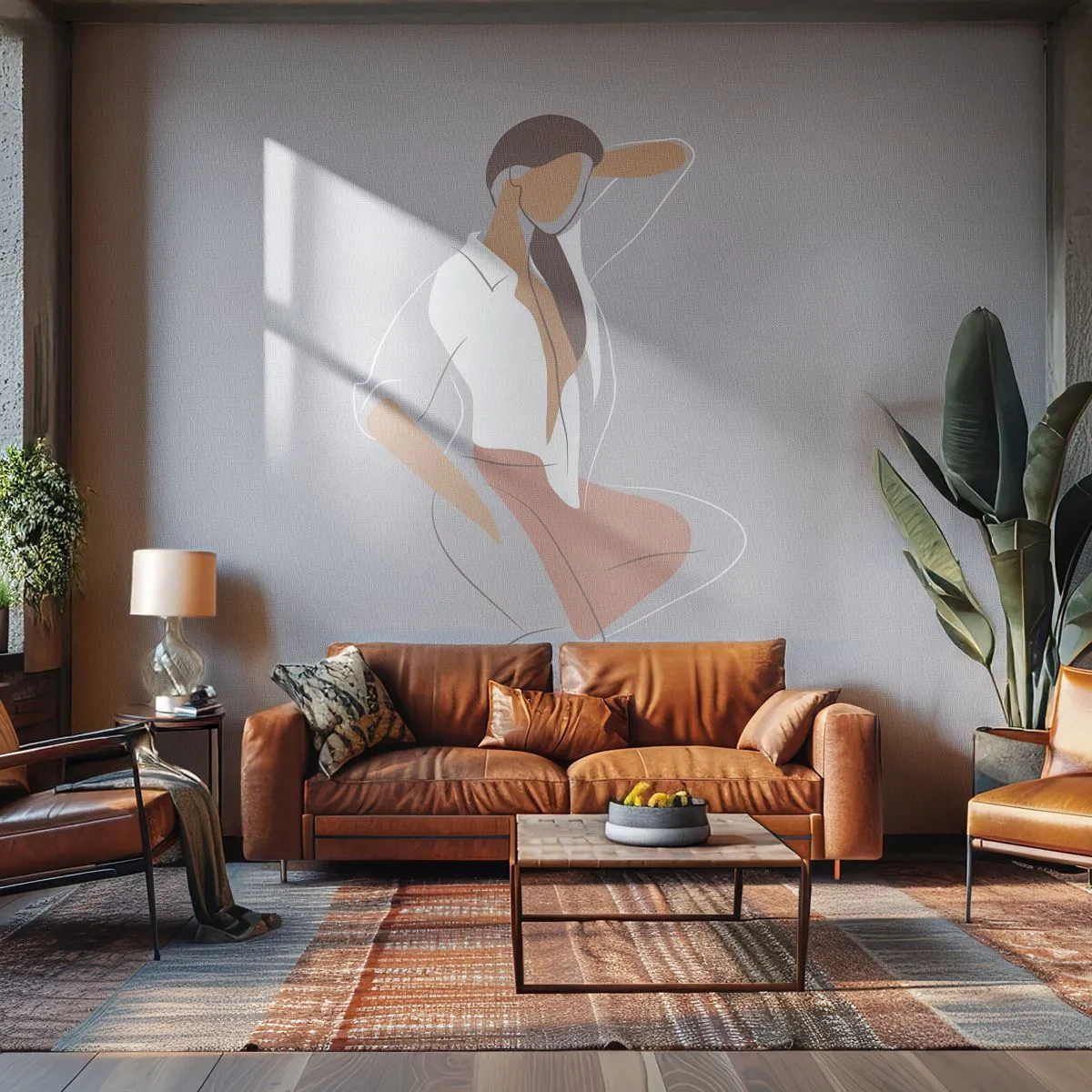 Papier Peint Autocollant Deluxe Sticker - Contour gracieux - Femme, Graphique, Modèle - 250x175 cm