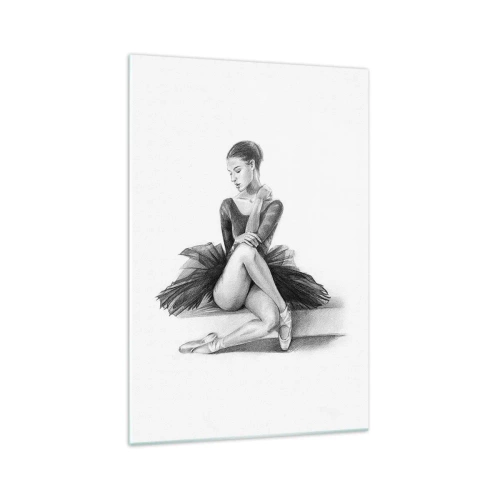 Impression sur verre - Image sur verre - Un croquis d'une ballerine dans un style subtil et classique - 70x100cm - Envoutée par la danse - Décoration murale moderne pour le salon et la chambre ARTTOR