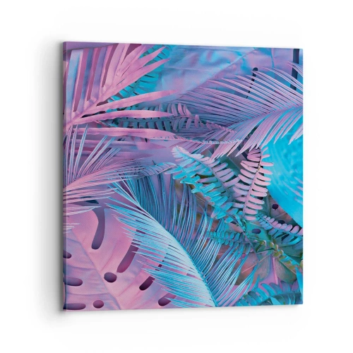 Impression sur toile - Image sur toile - Les tropiques en rose et bleu - 70x70 cm