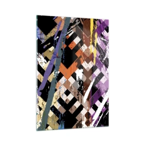 Impression sur verre - Image sur verre - Une composition abstraite aux motifs géométriques et aux couleurs intenses. - 50x70cm - Se mettre au carré - Décoration murale moderne pour le salon et la chambre ARTTOR