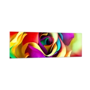 Impression sur verre - Image sur verre - Une rose colorée aux nuances de l'arc-en-ciel - 160x50cm - Ce n'est pas possible - Décoration murale moderne pour le salon et la chambre ARTTOR