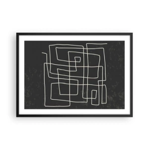 Affiche dans un cadre noir - Poster - Motif géométrique abstrait sur fond sombre - 70x50cm - Pas aussi simple - Décoration murale moderne pour le salon et la chambre ARTTOR