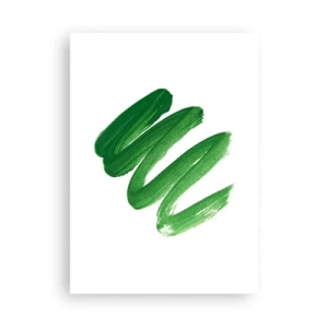 Affiche - Poster - Coups de pinceau verts minimalistes sur fond blanc - 50x70cm - Blague verte - Décoration murale moderne pour le salon et la chambre ARTTOR