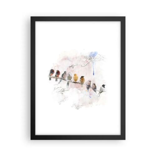 Affiche dans un cadre noir - Poster - Rencontre ailée - 30x40 cm