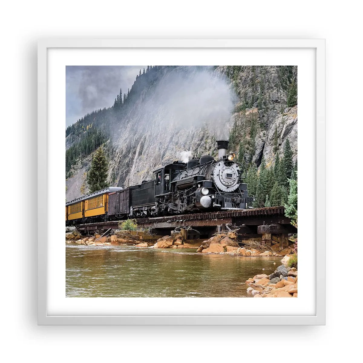 Affiche dans un cadre blanc - Poster - Et lui jusqu'où? Jusqu'où? - 50x50 cm