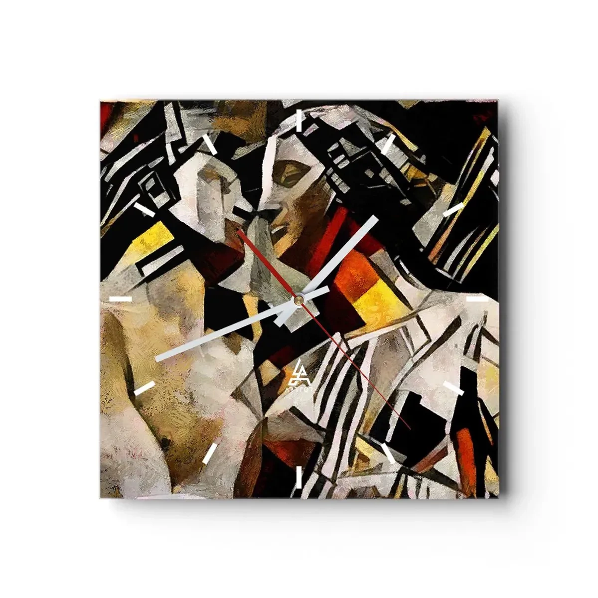 Horloge murale - Pendule murale - Composition abstraite avec des silhouettes dans une forme dynamique - 30x30cm - Un baiser sculptural - Décoration murale moderne pour le salon et la chambre ARTTOR