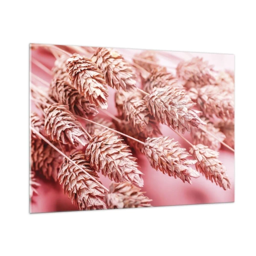 Impression sur verre - Image sur verre - Épis de maïs séchés dans des tons de rose sur fond pastel - 100x70cm - Une cascade florale en rose - Décoration murale moderne pour le salon et la chambre ARTTOR