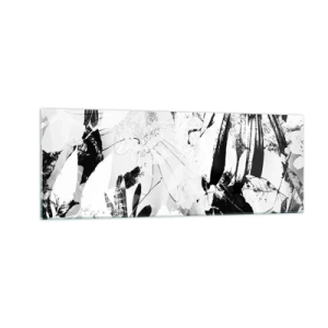 Impression sur verre - Image sur verre - Fleurs abstraites en noir et blanc dans un style minimaliste - 140x50cm - Automne en négatif - Décoration murale moderne pour le salon et la chambre ARTTOR