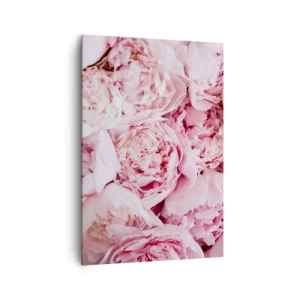 Impression sur toile - Image sur toile - Gros plan d'un bouquet de pivoines roses - 70x100cm - Caliné et parfumé - Décoration murale moderne pour le salon et la chambre ARTTOR